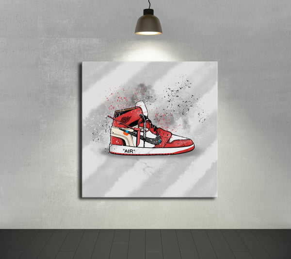 Hochwertiges Wandbild aus Acrylglas "Off-White Jordan 1" - Sneakergott